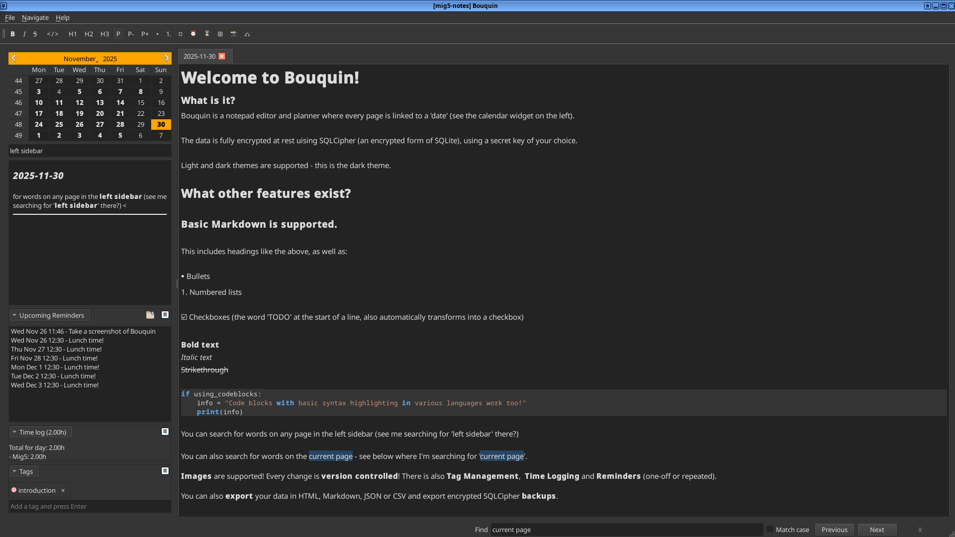 Screenshot of Bouquin